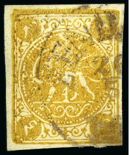 1876 4 Krans yellow, on laid paper, selection of e