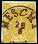 Stamp of Unknown 1876 4 Krans yellow, on laid paper, selection of e