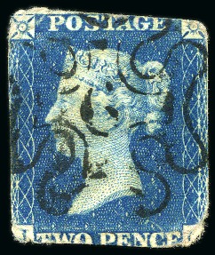 1840 2d Blue group of three with rare cancels incl