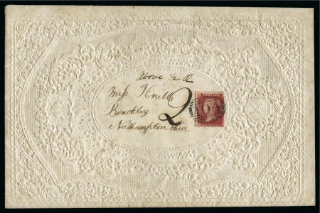 Large embossed Valentine's envelope with 1854-61 1