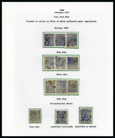 1878 4 Kran blue, selection of twelve used singles