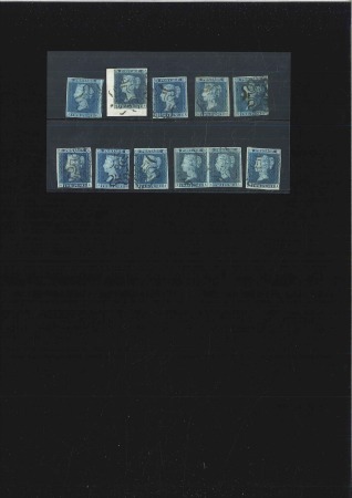 Stamp of Great Britain » 1841 2d Blue 1841 2d Blue selection with London numbers in Malt
