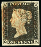 Stamp of Great Britain » 1840 1d Black and 1d Red plates 1a to 11 1840 1d Black QB pl.1a, pl.1b and pl.1b from the r