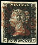 Stamp of Great Britain » 1840 1d Black and 1d Red plates 1a to 11 1840 1d Black QB pl.1a, pl.1b and pl.1b from the r