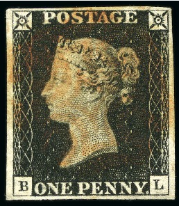 Stamp of Great Britain » 1840 1d Black and 1d Red plates 1a to 11 1840 1d Black BL pl.1b in black and matching pl.1c