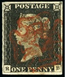 Stamp of Great Britain » 1840 1d Black and 1d Red plates 1a to 11 1840 1d Black RB pl.2 with matching RB pl.2 from t