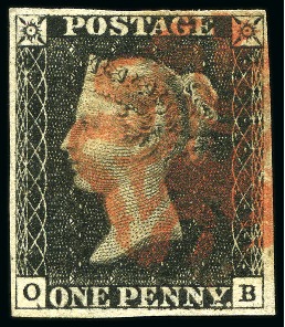 Stamp of Great Britain » 1840 1d Black and 1d Red plates 1a to 11 1840 1d Black OB pl.6 showing re-entry, with fine 