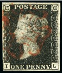 1840 1d Black used selection from plate 1a to 10 i