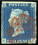 Stamp of Great Britain » 1840 2d Blue (ordered by plate number) 1840 2d Blue pl.1 selection of 12, showing a range