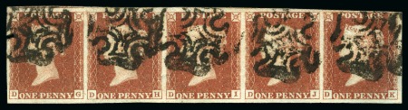 1841 1d Red selection incl. pl.9 strip of five wit
