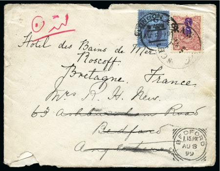 Stamp of Unknown 1899 12ch with hand stamp control mark on envelope