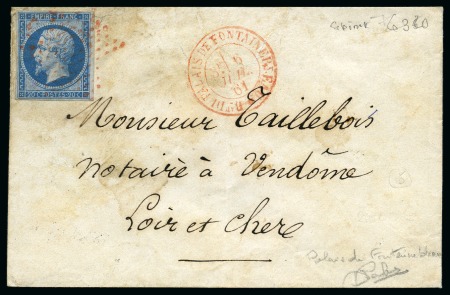 Stamp of France 1861 Etoile rouge sur n°14 sur enveloppe avec càd 
