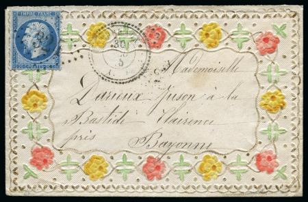 Stamp of France 20c Empire dent. obl. GC324 sur enveloppe Valentin
