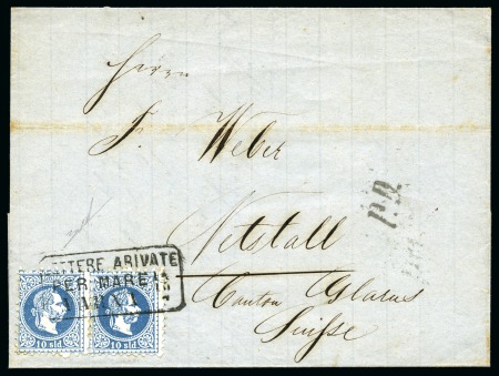 Stamp of Palestine and Holy Land » Palestine Austrian Levant Offices Varna: 1874 (13.10) Entire letter sent from Consta