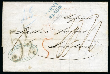 Varna: 1867 (8.8) Folded entire letter from Odessa