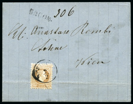 Stamp of Palestine and Holy Land » Palestine Austrian Levant Offices Ruse-Rustchuk: 1872 Folded registred letter sent f