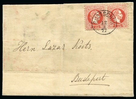 Stamp of Palestine and Holy Land » Palestine Austrian Levant Offices Ruse-Rustchuk: 1877 Folded entire letter sent from