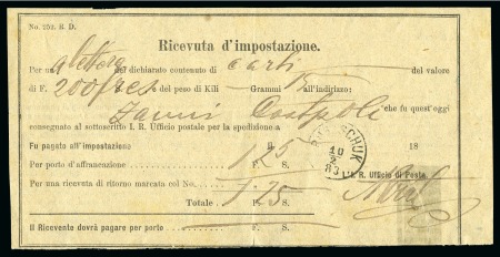 Stamp of Palestine and Holy Land » Palestine Austrian Levant Offices Ruse-Rustchuk: 1883 Postal Money order form in Ita