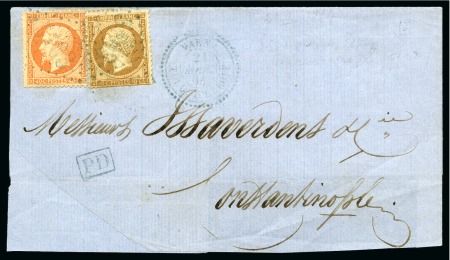 Stamp of Bulgaria » French Levant Post Offices Varna: 1864 (2.11) folded entire front part sent f