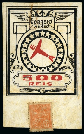 Stamp of Rarities of the World 1929 ETA Airlines, artist's essay for issued desig