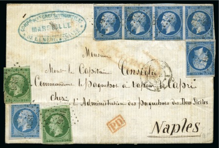 Stamp of France Lettre de Marseille 27.02.58 pour Naples affr. à 1