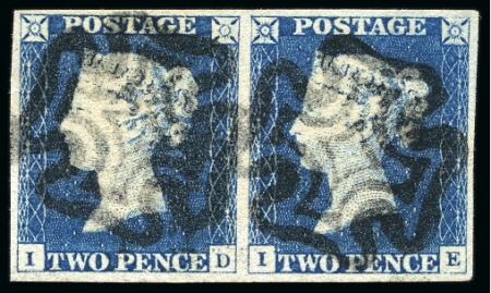1840 2d Blue pl.1 ID-IE pair, with good to large m