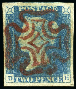 Stamp of Great Britain » 1840 2d Blue (ordered by plate number) 1840 2d Blue pl.1 DH with good to very large margi