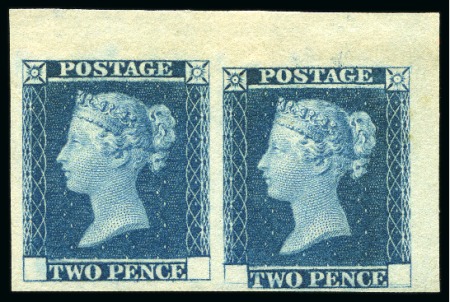 Stamp of Great Britain » 1841 2d Blue 1841 Trial Two Pence plate pair with no check lett