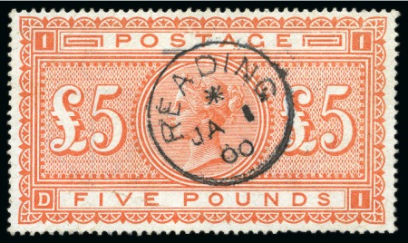 1867-83 £5 Orange DI with Reading cds, horizontal 