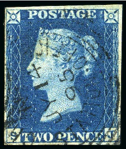 1840 2d Blue SJ with Charing Cross square circle d