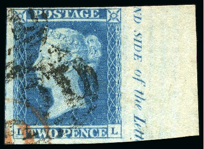 Stamp of Great Britain » 1841 2d Blue 1841 2d Blue LL marginal with "ND SIDE of the Lett