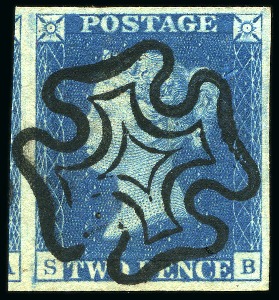 Stamp of Great Britain » 1840 2d Blue (ordered by plate number) 1840 2d Blue pl.2 SB with good to very large margi