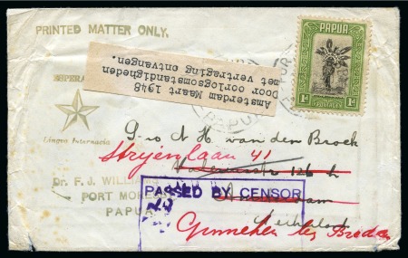 Stamp of Papua 1940 (Dec 25) Esperanto printed envelope with 1932