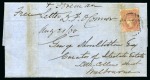 Stamp of Australia » Victoria 1860 (Aug 21) Entire to Melbourne with reverse sho