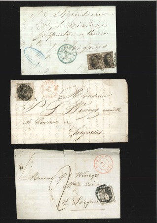 Stamp of Belgium 1849-1864, 13 covers with Médaillons incl. margina