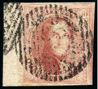 Stamp of Belgium 1851 40C Carmine, huge margins all around with she