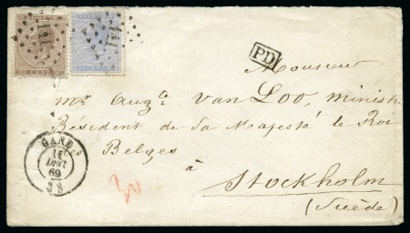 Stamp of Belgium » Belgique. Léopold 1er - Nouveau Type (COB 17-21) 20C Bleu 30C brun and obl. Lpt141 sur lettre de Ga