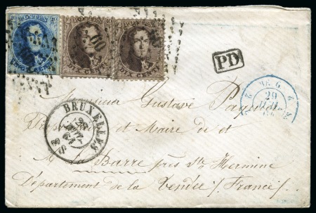 1858-61 20C Blue, imperforate, together with 1863 