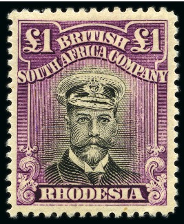 Stamp of Rhodesia 1913-19 £1 Admiral black and bright purple, mint o