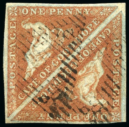 1853 1d Pale Brick-Red on deeply blued paper in pa