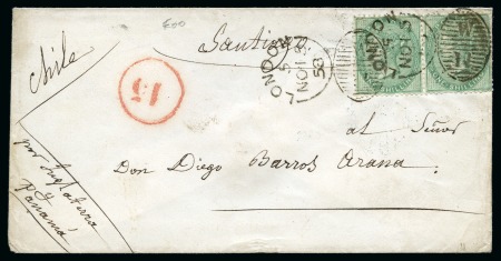1858 (Nov 15) Envelope from London to CHILE with 1
