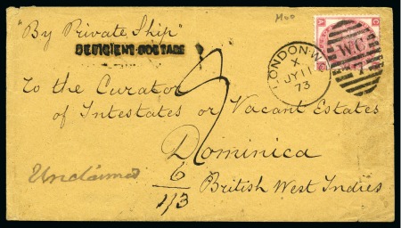 Stamp of Great Britain » 1855-1900 Surface Printed 1873 (Jul 11) Envelope from London to Dominica wit