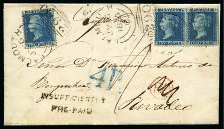 Stamp of Great Britain » 1854-70 Perforated Line Engraved 1859 (Jul 26) Wrapper from Falmouth to Spain with 