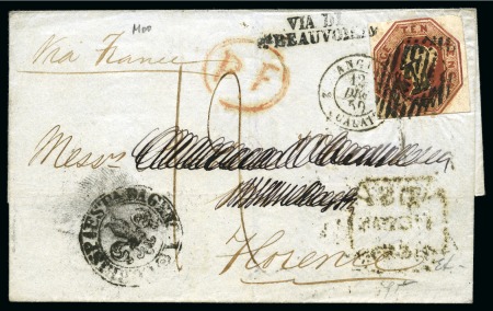 Stamp of Great Britain » 1847-54 Embossed 1850 (Dec 11) Wrapper to Italy with 1850 10d embos
