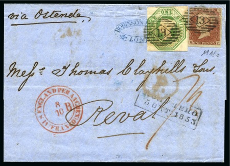 1853 (Oct 7) Wrapper from Lombard St. to Reval (mo