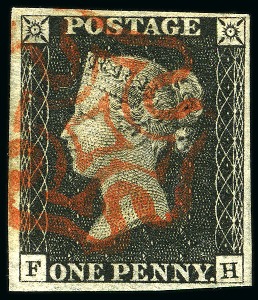 Stamp of Great Britain » 1840 1d Black and 1d Red plates 1a to 11 1840 1d Black pl.2 FH, fine to very good margins, 