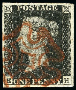 1840 1d Black pl.1b EH with fine to good margins, 