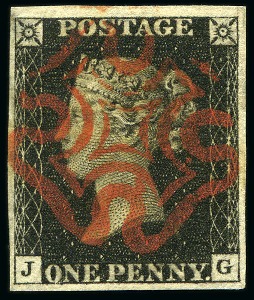 1840 1d Black pl.8 JG with fine to large margins, 