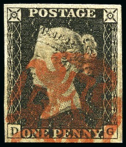 Stamp of Great Britain » 1840 1d Black and 1d Red plates 1a to 11 1840 1d Black pl.2 DG showing double letter D, wit