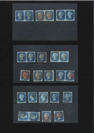 Stamp of Great Britain » 1840 2d Blue (ordered by plate number) 1840 2d Blue group incl. pairs (7), all four margi
